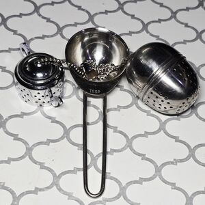Vintage Loose Leaf Tea Brewing Set Teapot Infuser Tea Ball Strainer TBSP Scoop